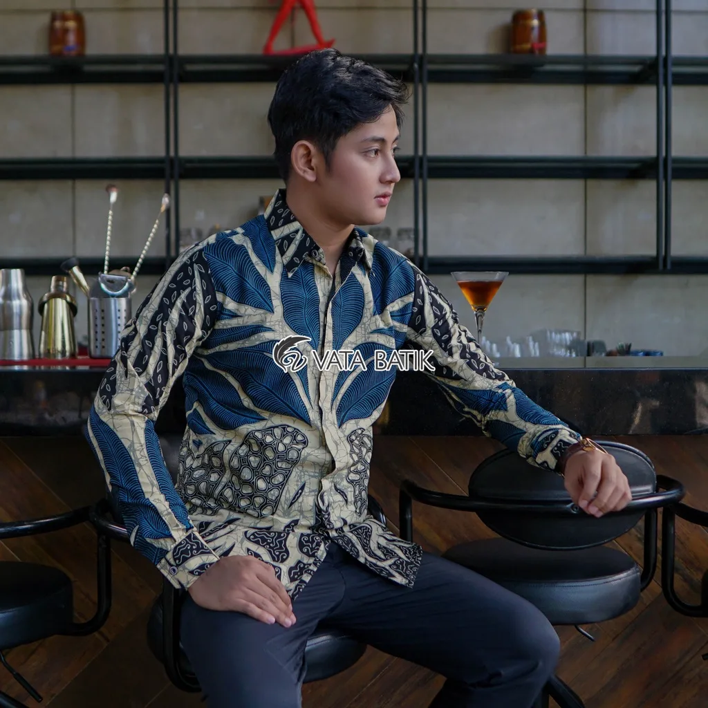 Foto 5 KEMEJA BATIK PRIA LENGAN PANJANG SLIMFIT KATUN PRINTING HEM BAJU SERAGAM KANTOR MO…