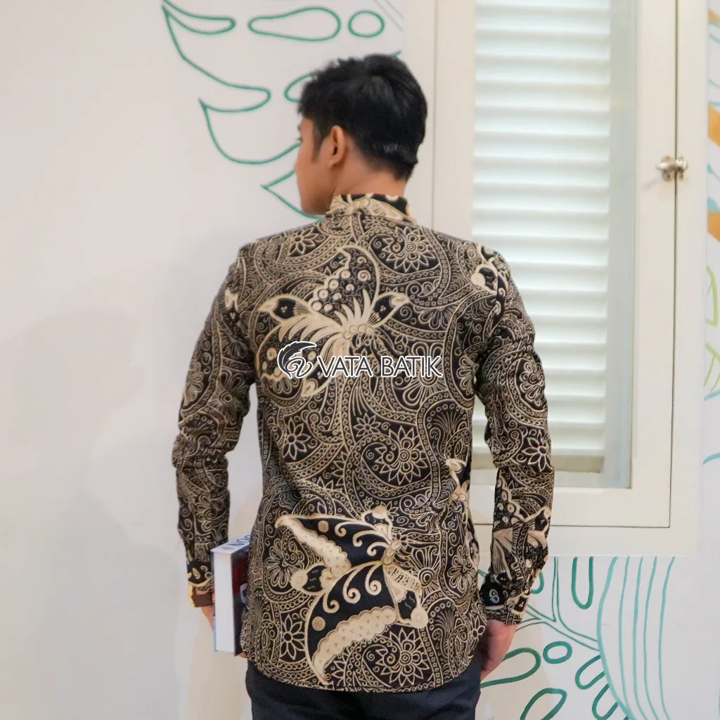 Foto 4 KEMEJA BATIK PRIA LENGAN PANJANG SLIMFIT KATUN PRINTING HEM BAJU SERAGAM KANTOR MO…